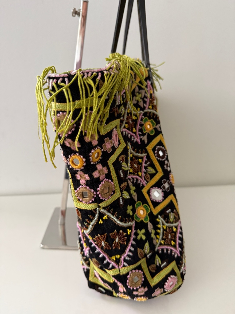 FENDI Beaded Embroidered Canvas Tote Handbag Bag - Picture 3 of 10